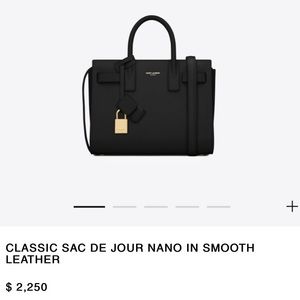 Saint Laurent Black Classic Sac De Jour Nano